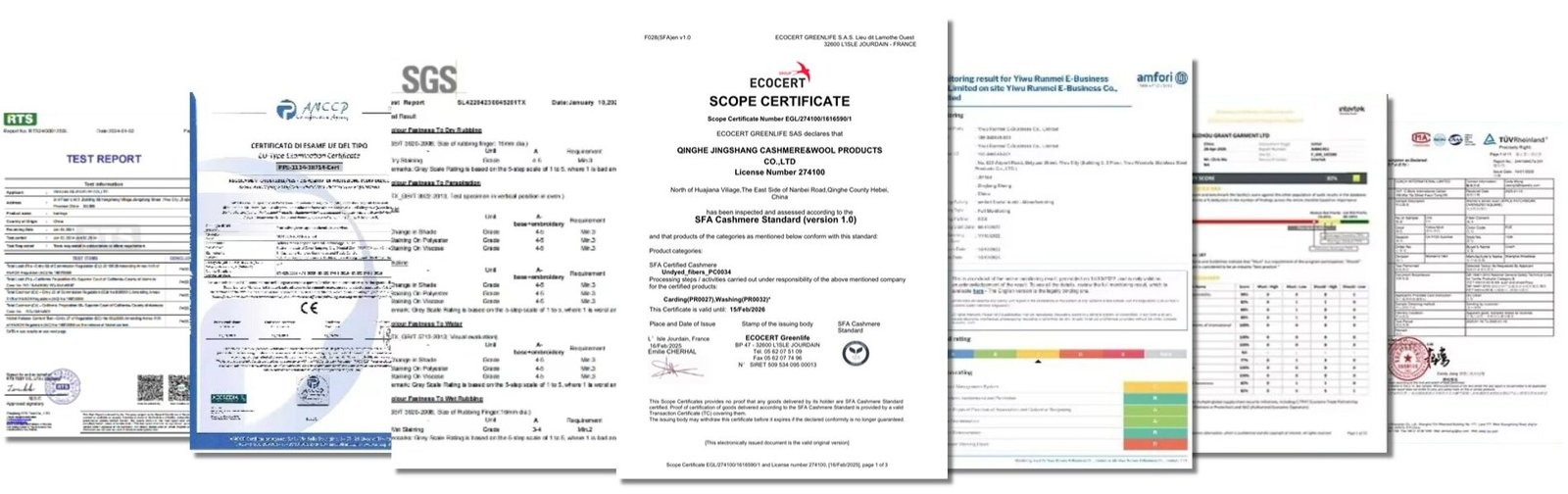 Cashmere yarn Product Certificate