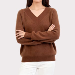 Custom V Neck Pure Cashmere Sweater Manufacturer