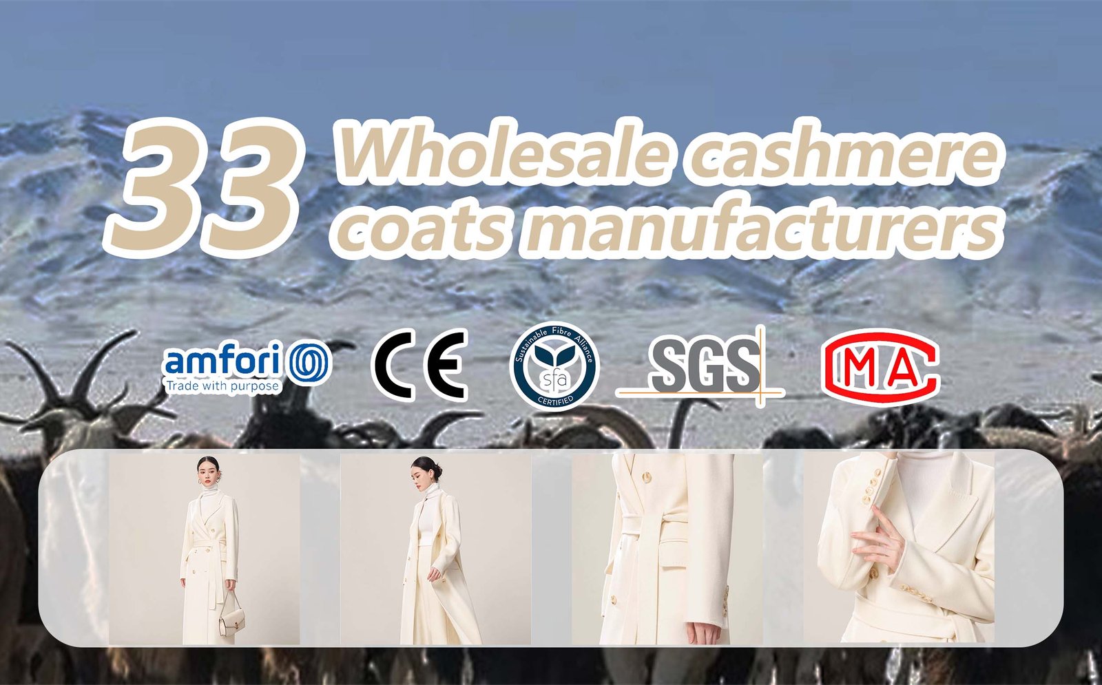 Jingshang White Double Breasted Belted Cashmere Coats Manufacturers