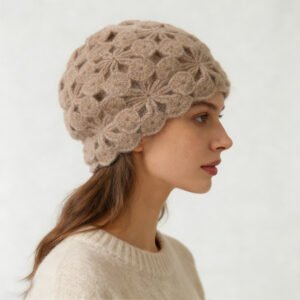 Crocheted Flower Knitted Cashmere Hats Wholesale Manufacturer