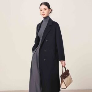 Wholesale Black Double Breasted Cashmere Coat Factory