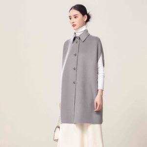 Wholesale Grey Sleeveless Cashmere Coat Manufacturers