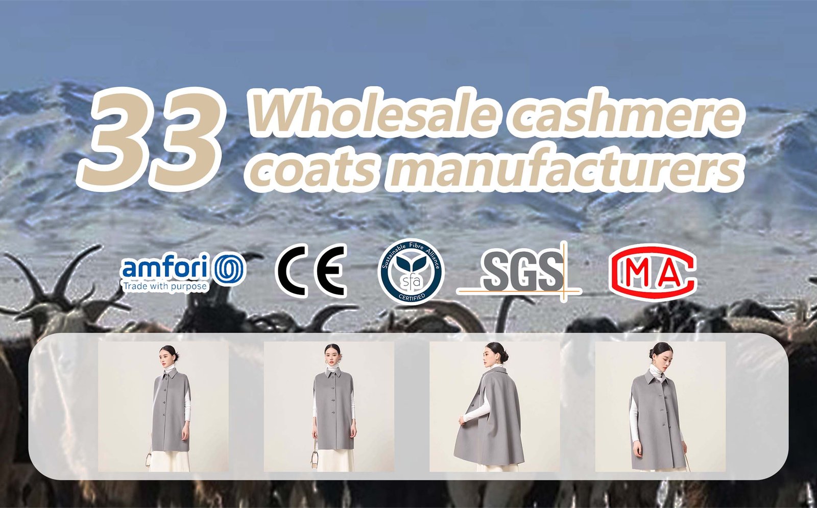 Wholesale Grey Sleeveless Cashmere Coat Manufacturers