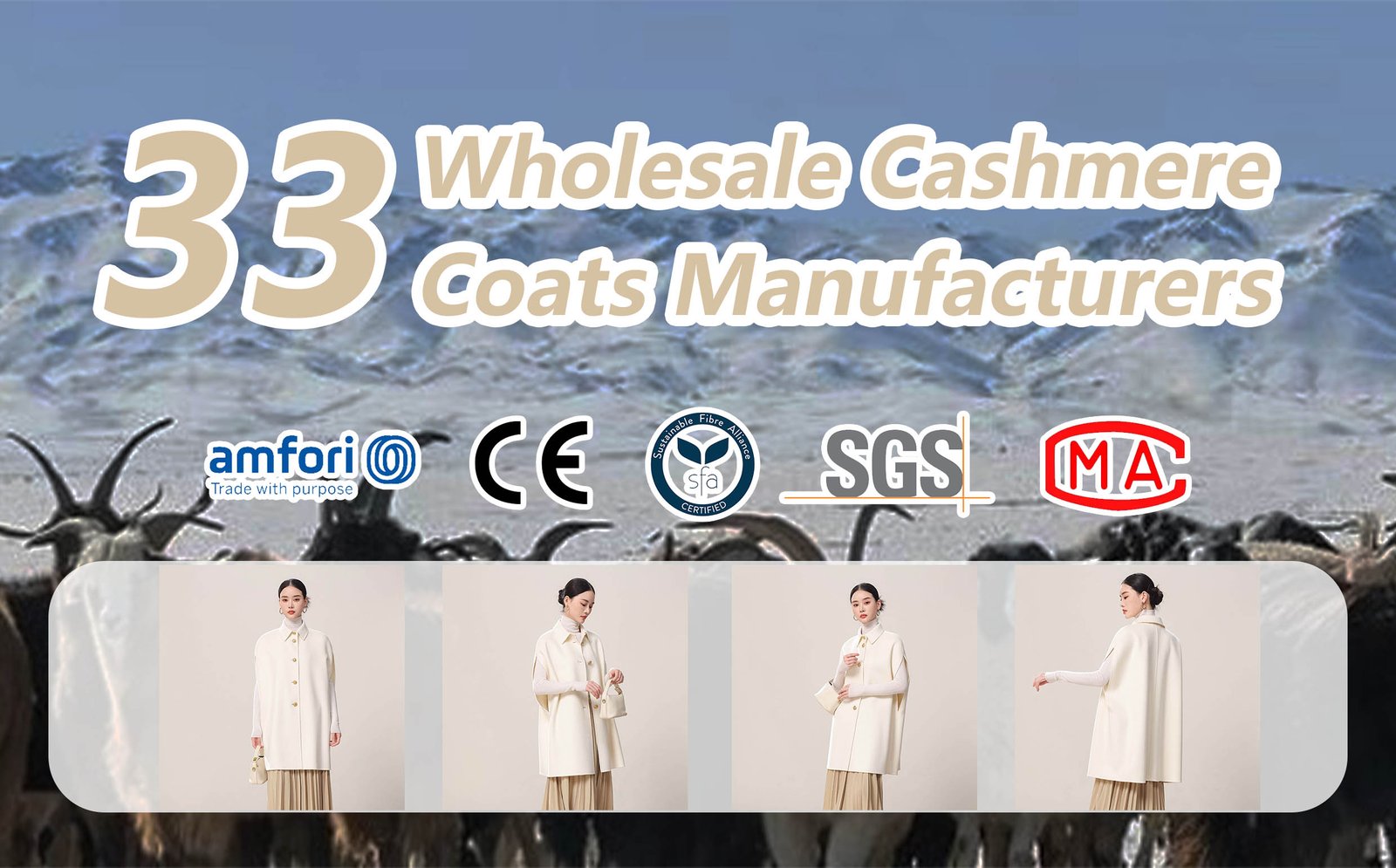 Wholesale White Buttoned Cape Cashmere Coat Factory banner