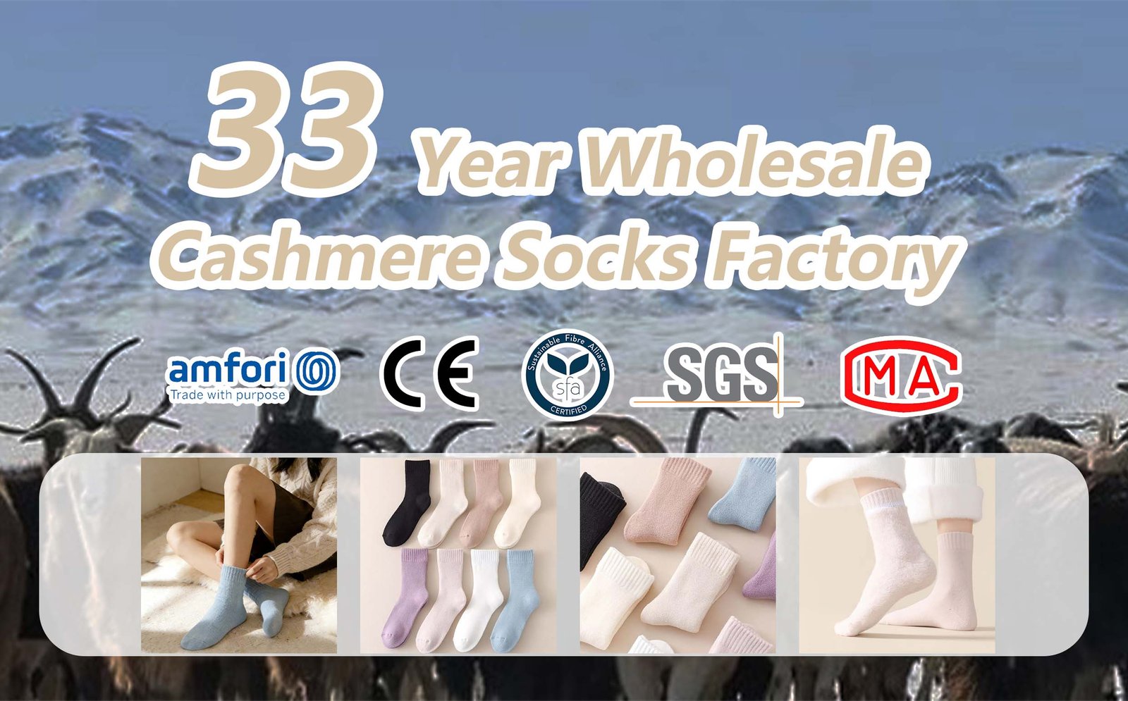 Jingshang Wholesale Cashmere Socks Crew Neck Socks Manufacturer