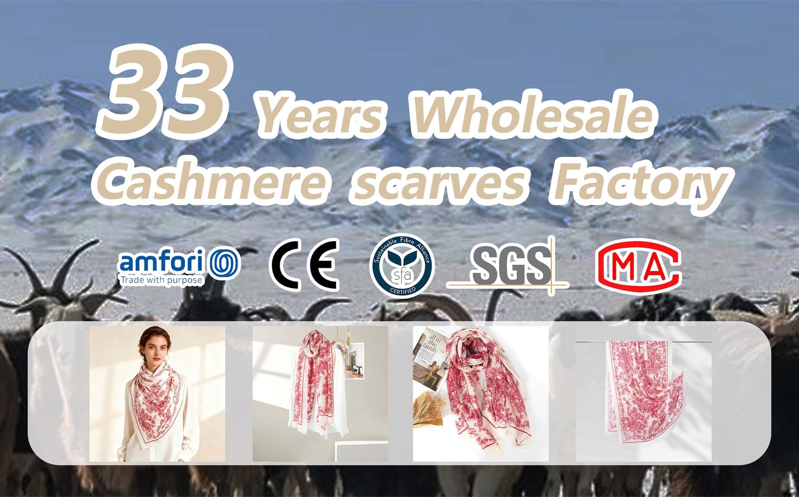 Wholesale Floral Print Cashmere Scarf Supplier banner