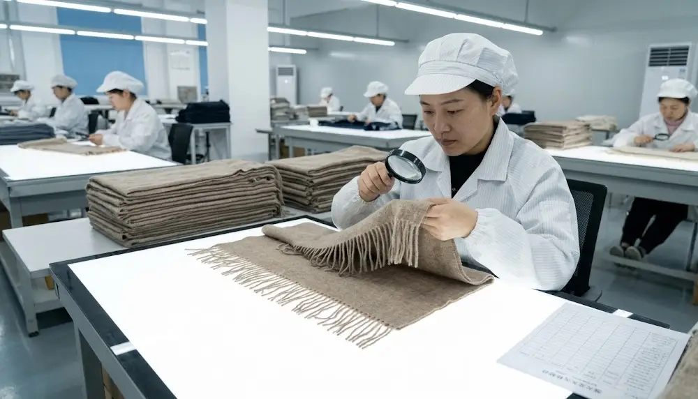 Cashmere Scarves Manufacturer Manual Inspection
