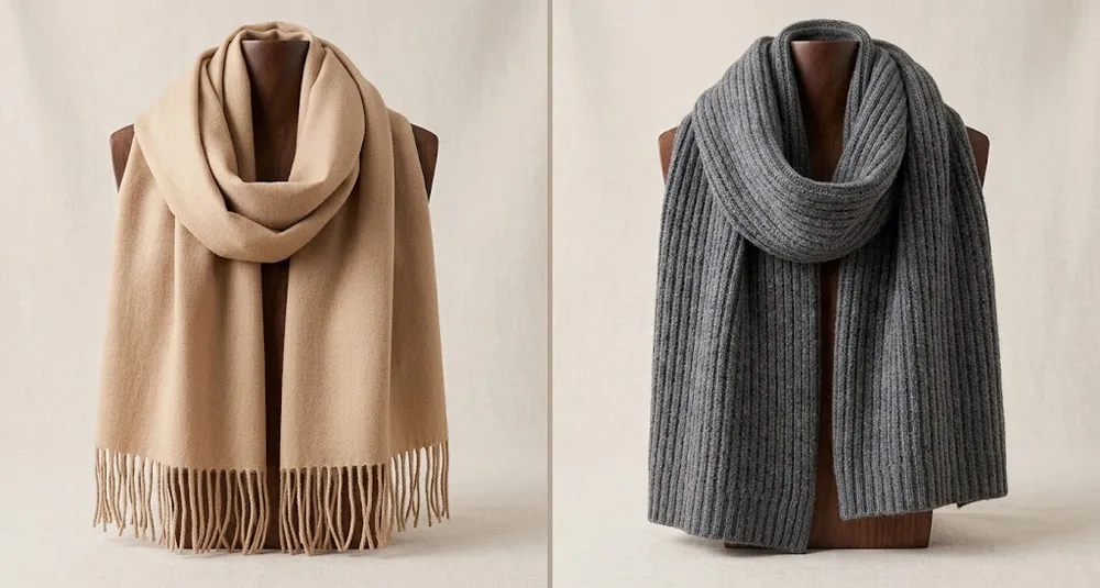 Custom Cashmere Scarf Manufacturers Woven Cashmere Scarf vs Knitted Scarf